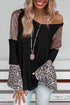 Sequin Patchwork Bell Sleeve V Neck Tunic Top